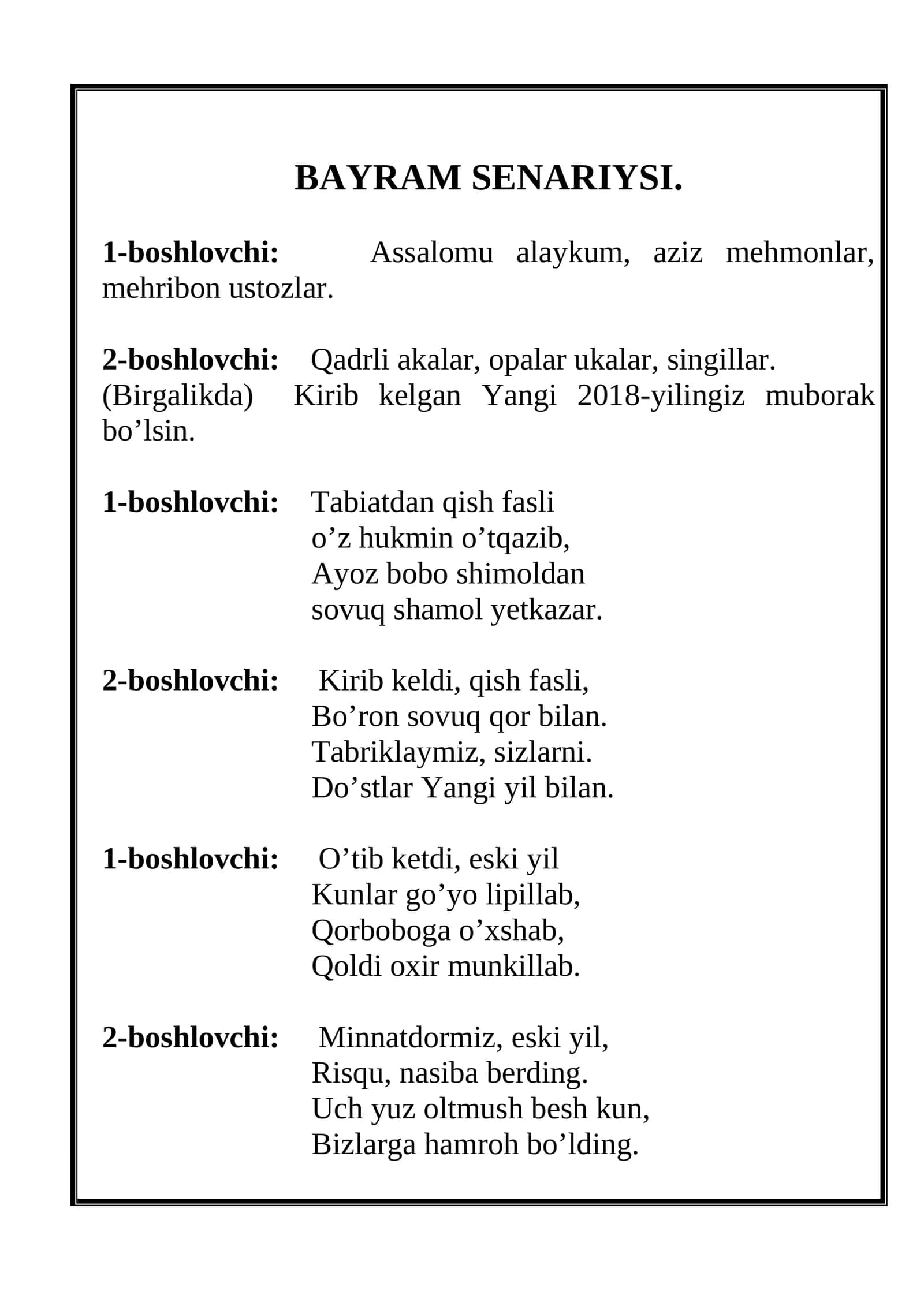BAYRAM SENARIYSI