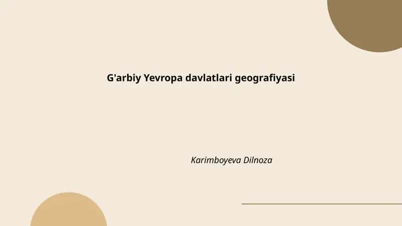G'arbiy Yevropa davlatlari geografiyasi