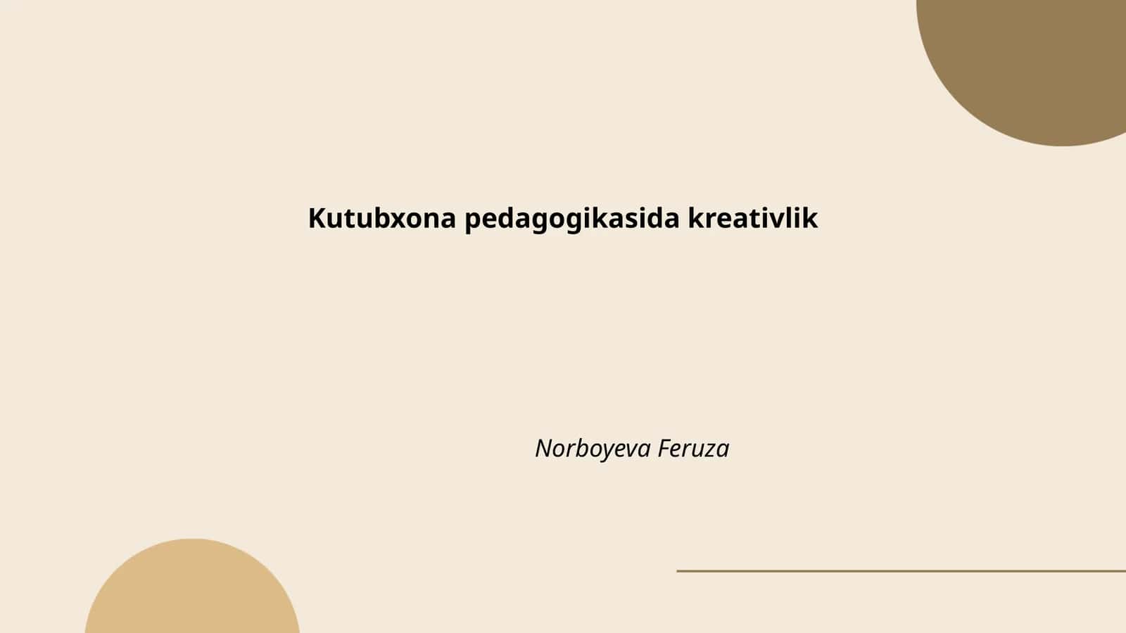 Kutubxona pedagogikasida kreativlik