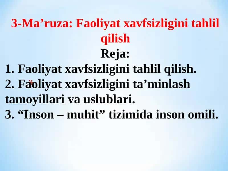 Faoliyat xavfsizligini tahlil qilish