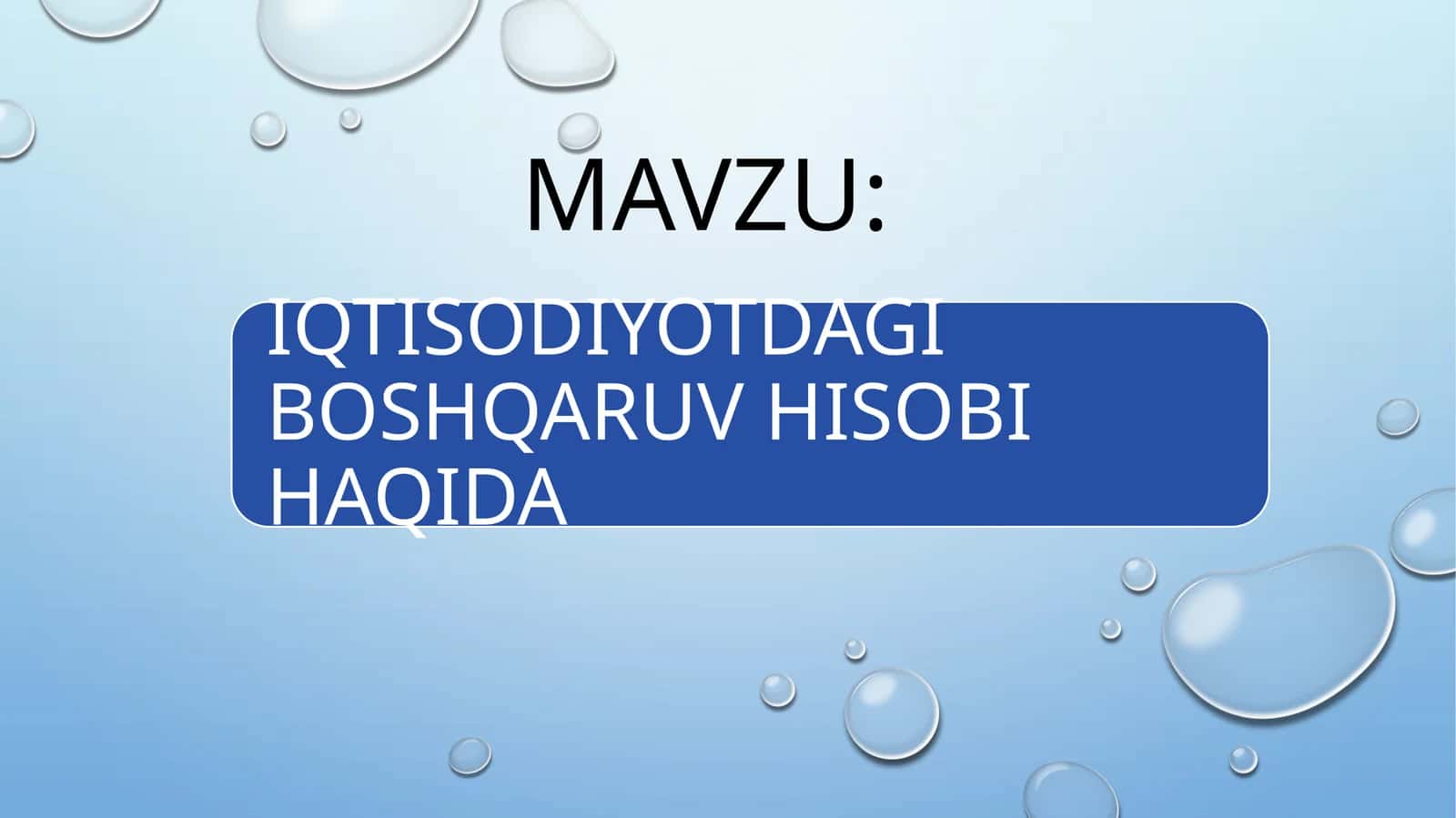 Boshqaruv hisobi iqtisodiyotda muhim rol o'ynaydi