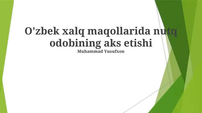 O'zbek xalq maqollarida nutq odobining aks etishi