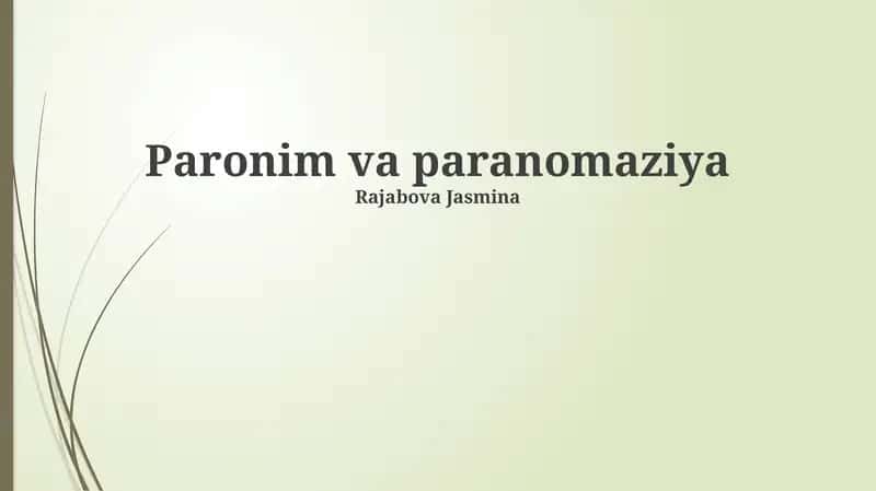 Paronim va paranomaziya