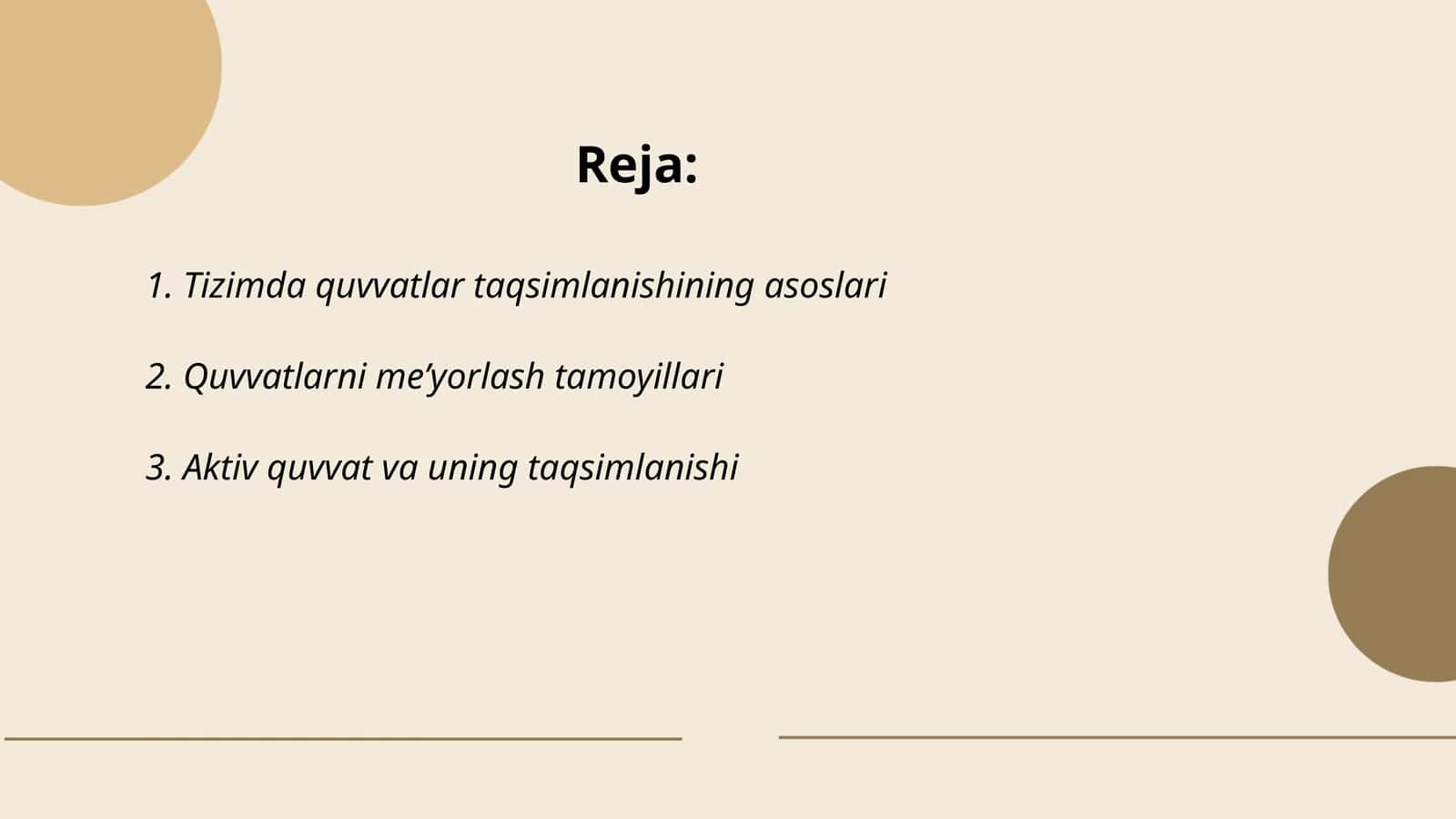 Tizimda aktiv va reaktiv quvvatlar taqsimlanishini me’yorlash