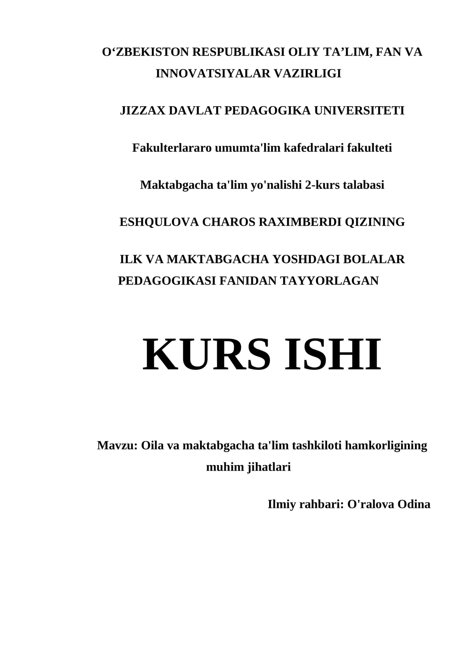 Oila va Maktabgacha Ta'lim Tashkiloti Hamkorligining Muhim Jihatlari