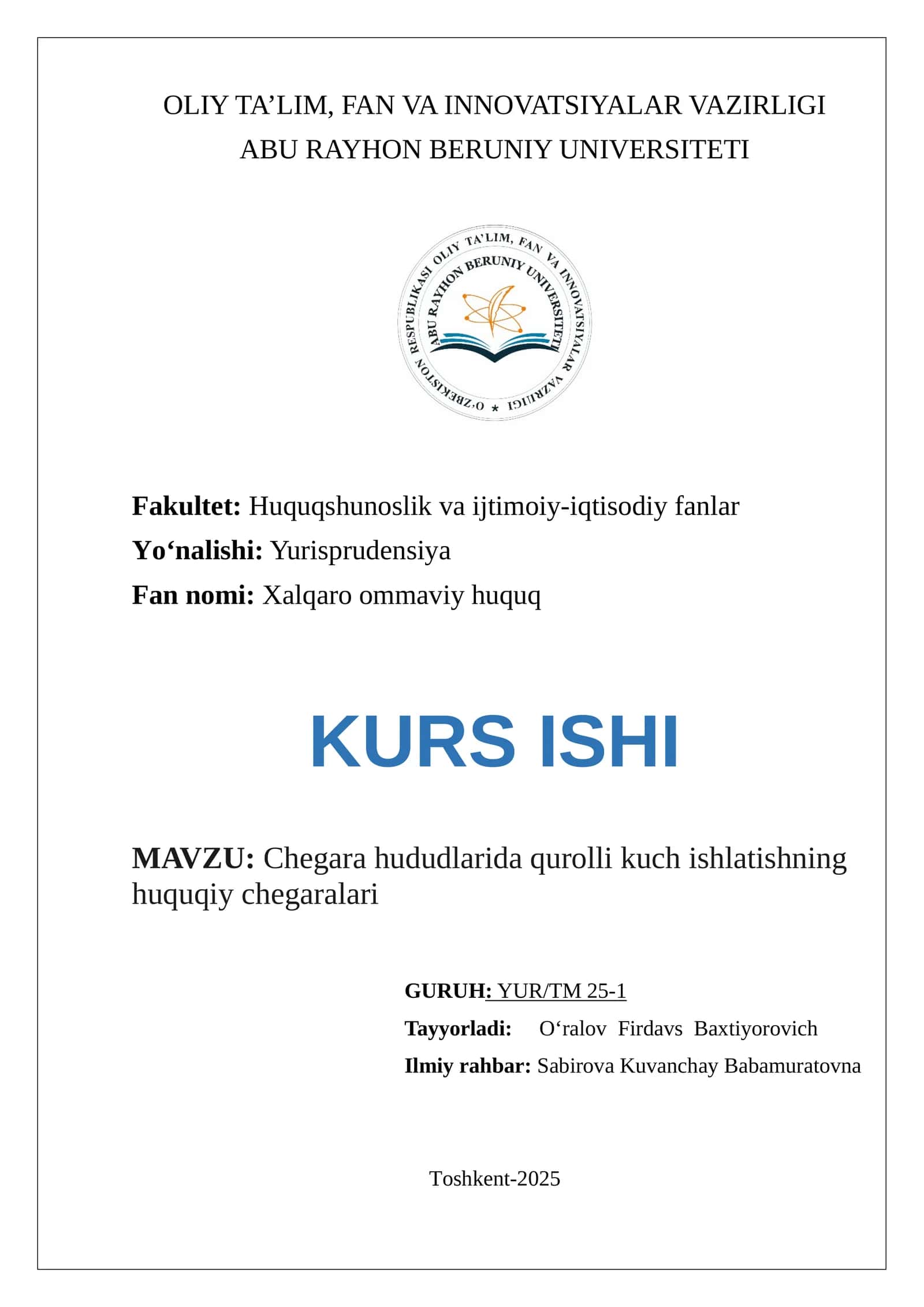 Chegаra hududlarida qurоlli kuch ishlatishning huquqiy chegаralari