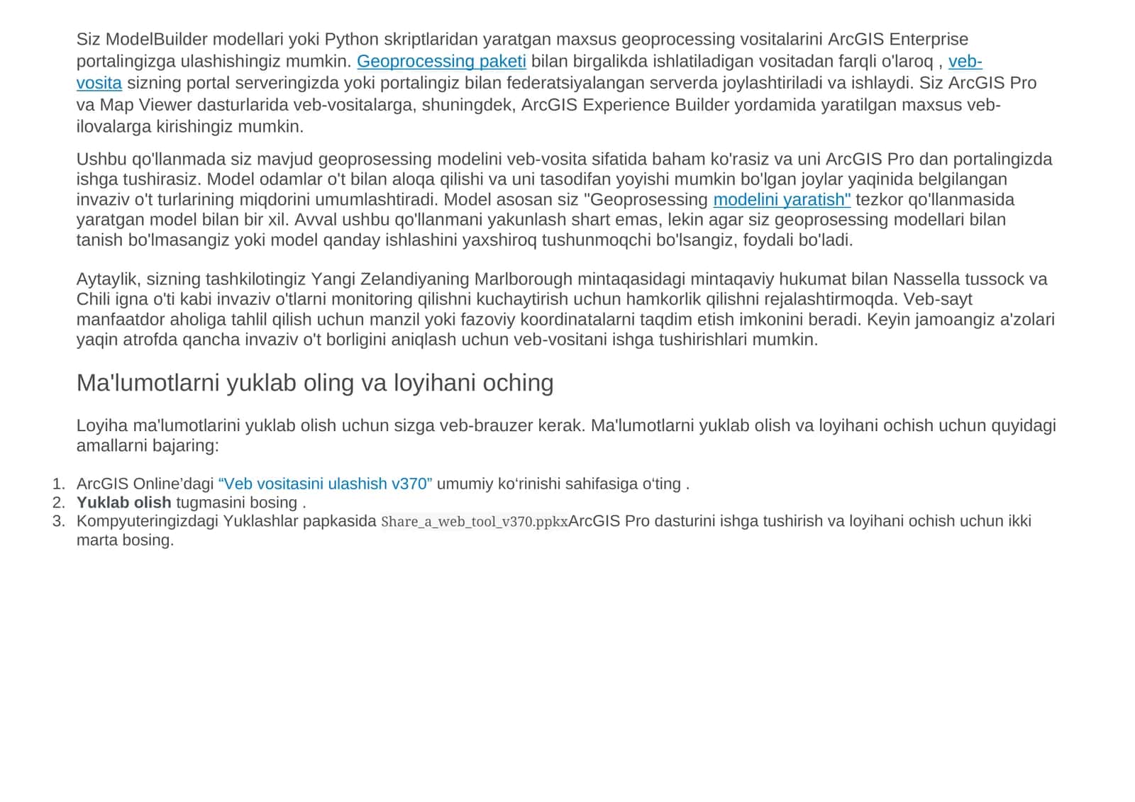 Geoprocessing modellari yaratish