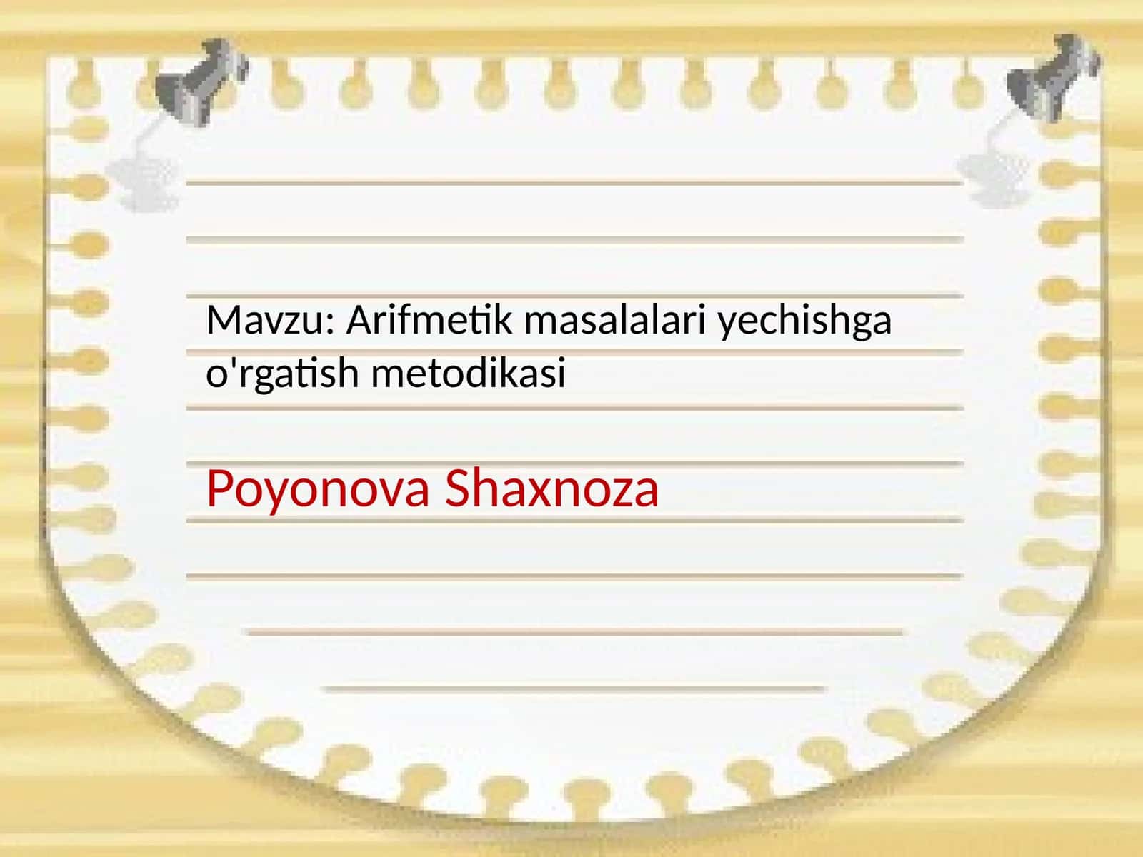 Arifmetik masalalariyechishgao'rgatishmetodikasi