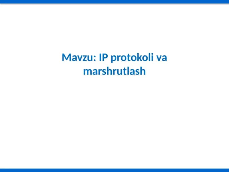 IP protokolivamarshrutlash