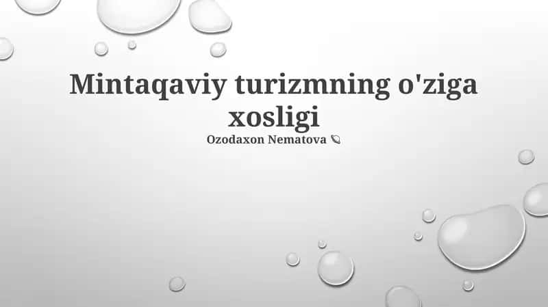 Mintaqaviy turizmning o'ziga xosligi