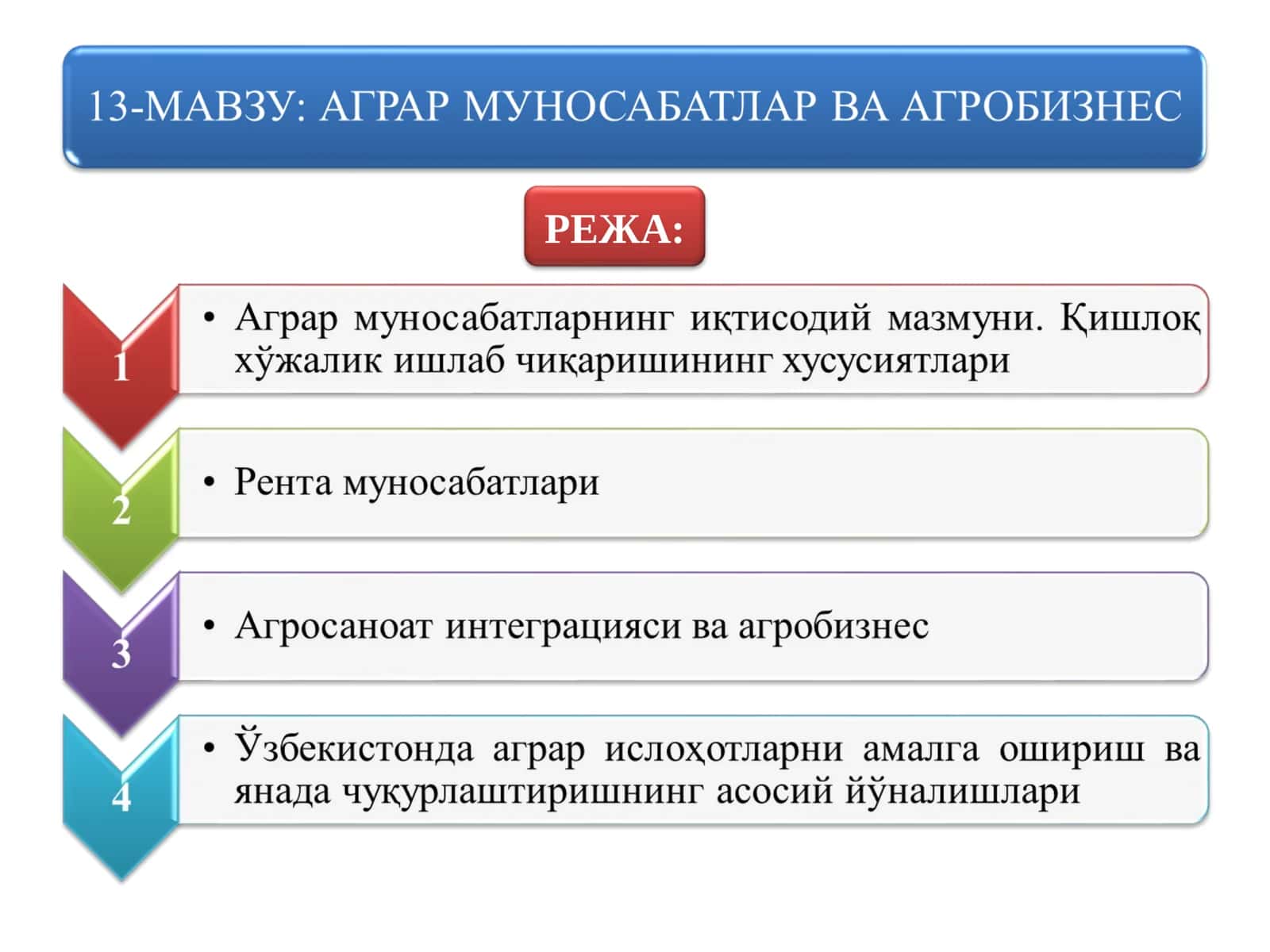 АГРАР МУНОСАБАТЛАР ВА АГРОБИЗНЕС