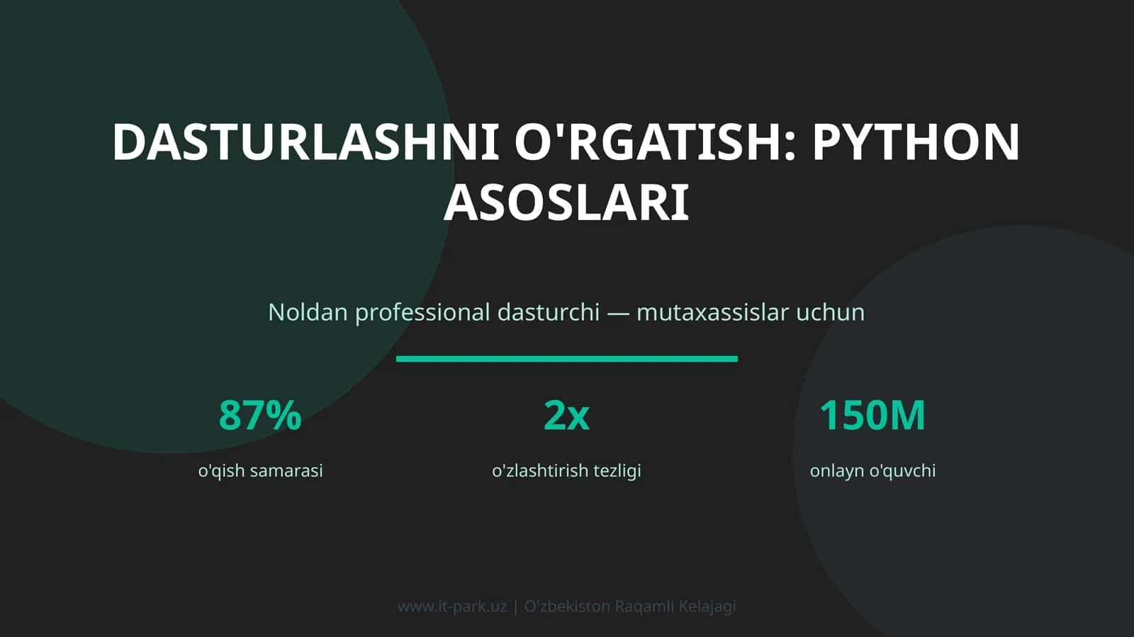 Dasturlashni o'rgatish: PYTHON ASOSLARI