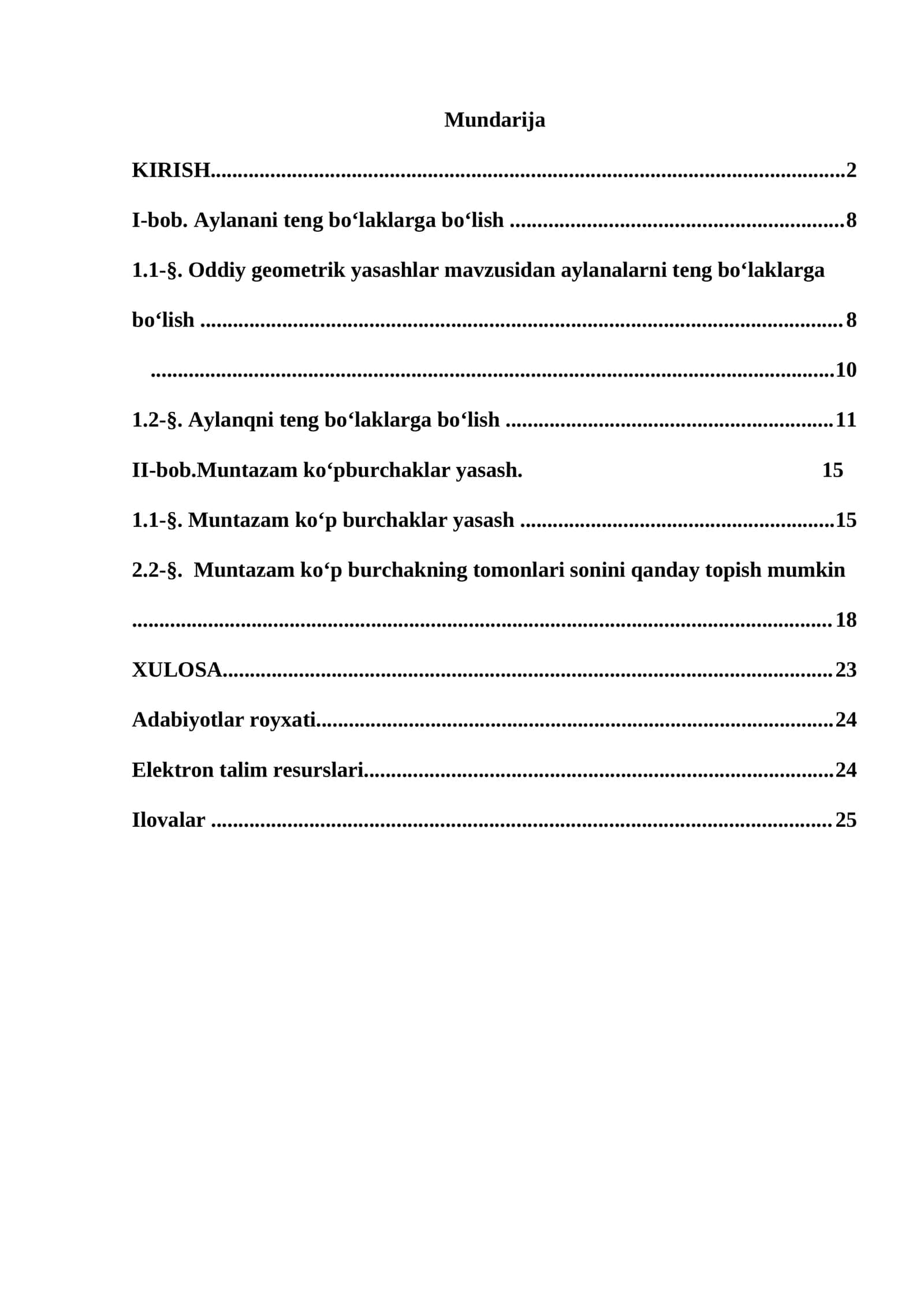 Aylanani teng boʻlaklarga boʻlish