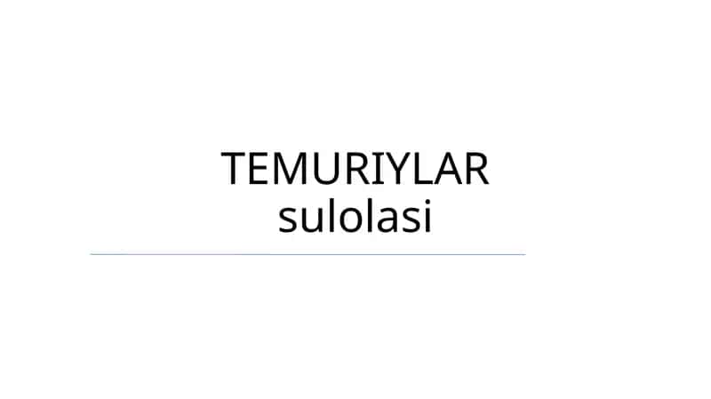 TEMURIYLAR sulolasi