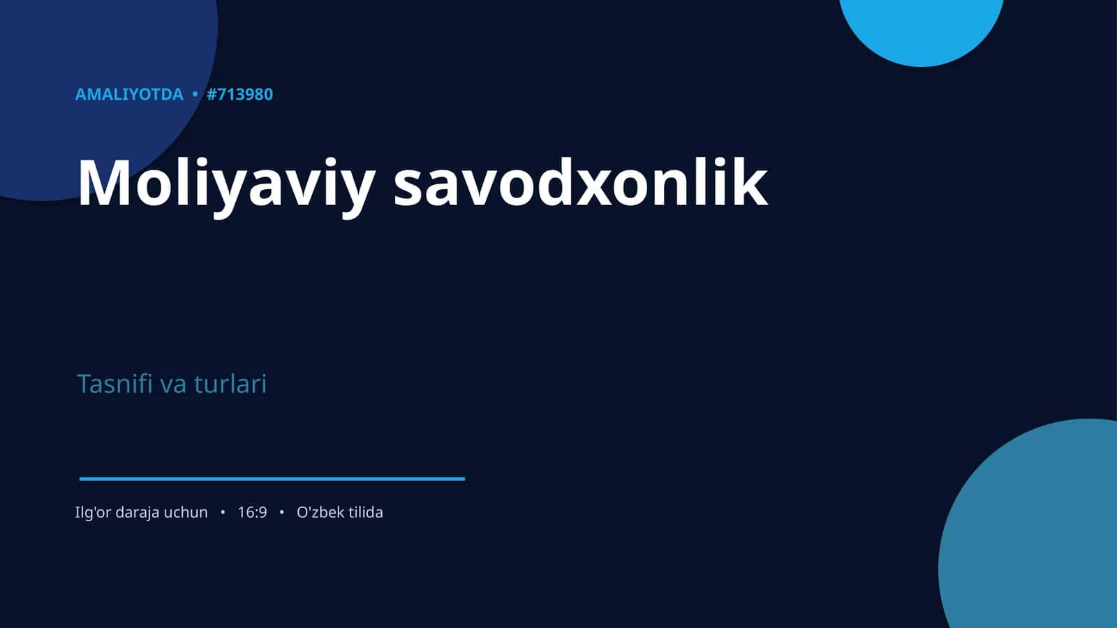 Moliyaviy savodxonlik