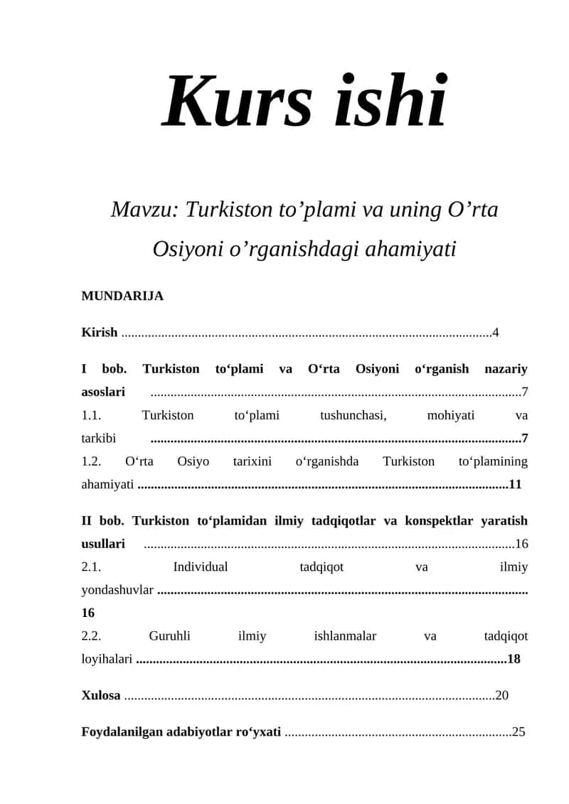 Turkiston to’plami va uning O’rta Osiyoni o’rganishdagi ahamiyati