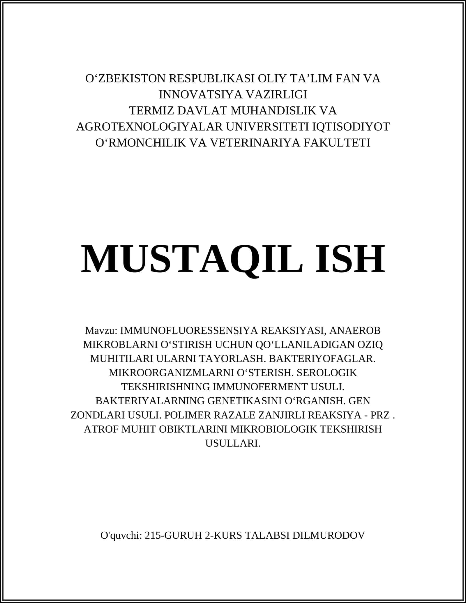 IMMUNOFLUORESSENSIYA REAKSIYASI