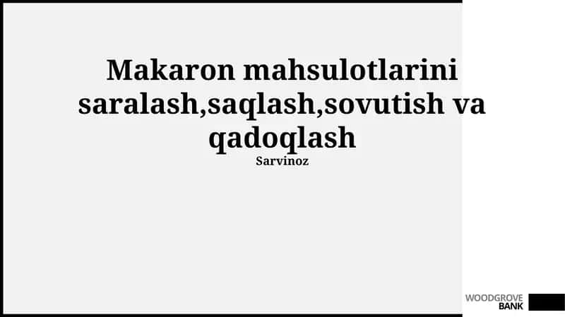 Makaron Mahsulotlarini Sovutish
