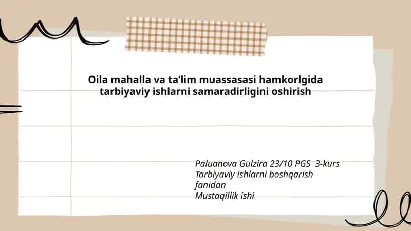 Tarbiyaviy ishlarni boshqarish fanidan