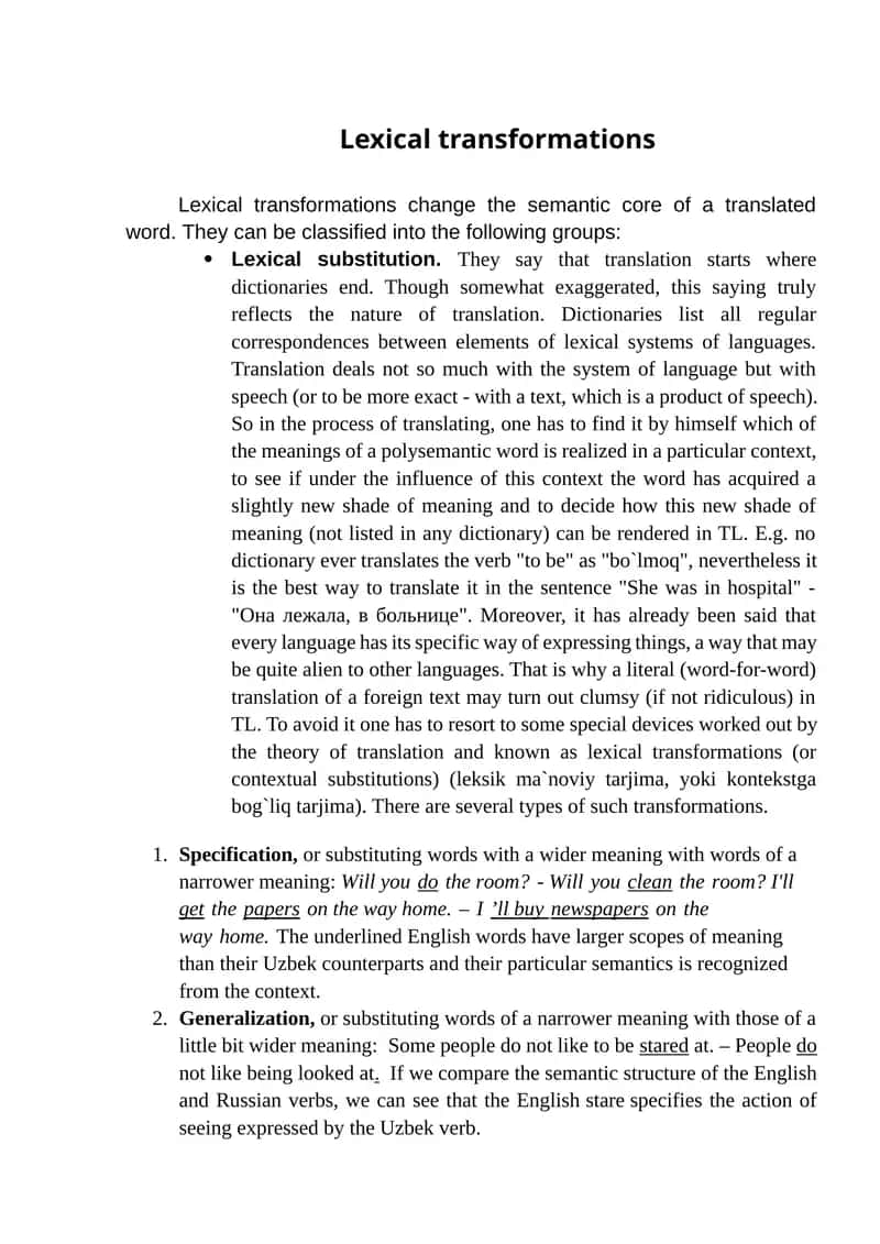 Lexical transformations