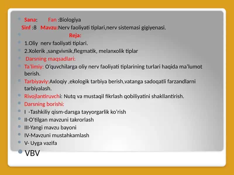 Nerv faoliyati tiplari