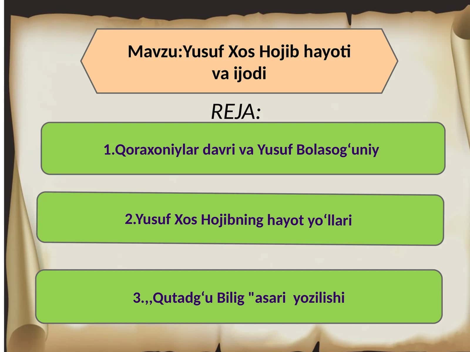 Yusuf Xos Hojib hayoti va ijodi