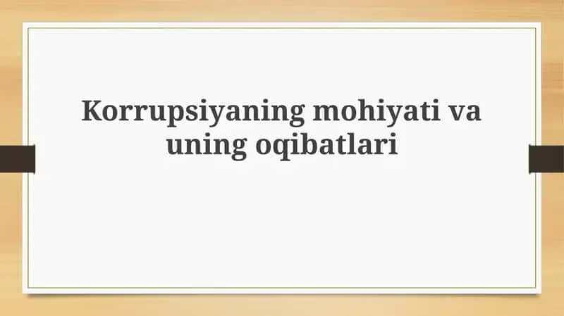 Korrupsiyaning ta'rifi va turlari