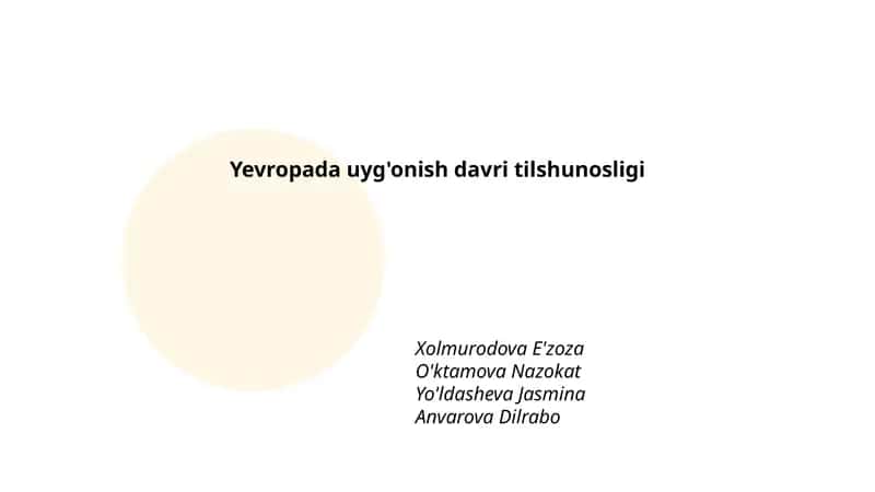 Yevropada uyg'onish davri tilshunosligi