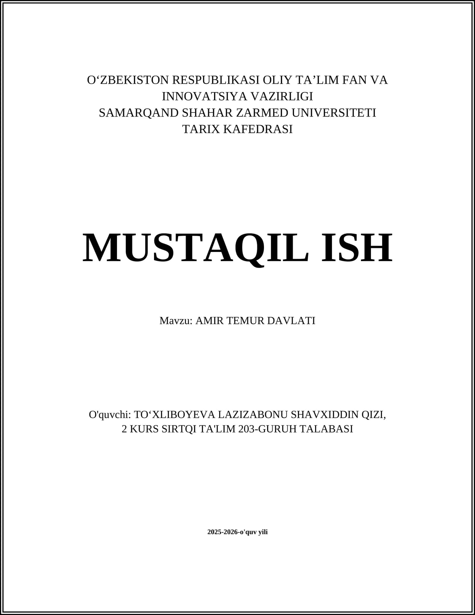 AMIR TEMUR DAVLATI