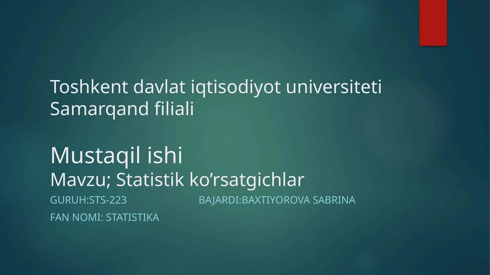 Statistik ko’rsatgichlar