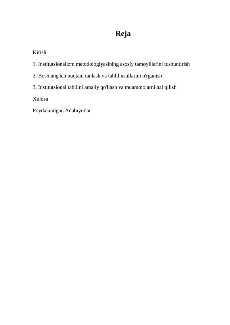 Institutsionalizm metodologiyasi