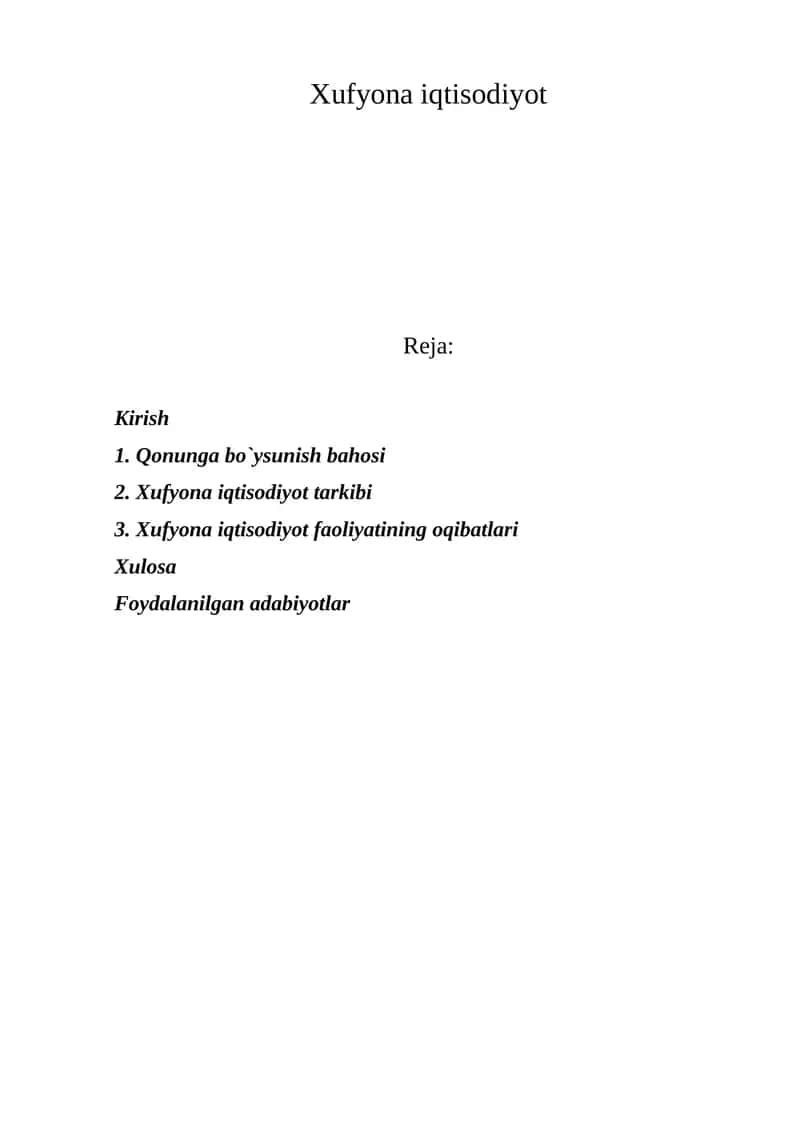 Xufyona iqtisodiyot
