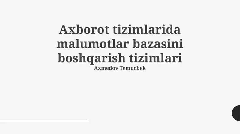 Ma'lumotlar bazasini boshqarish tizimlari