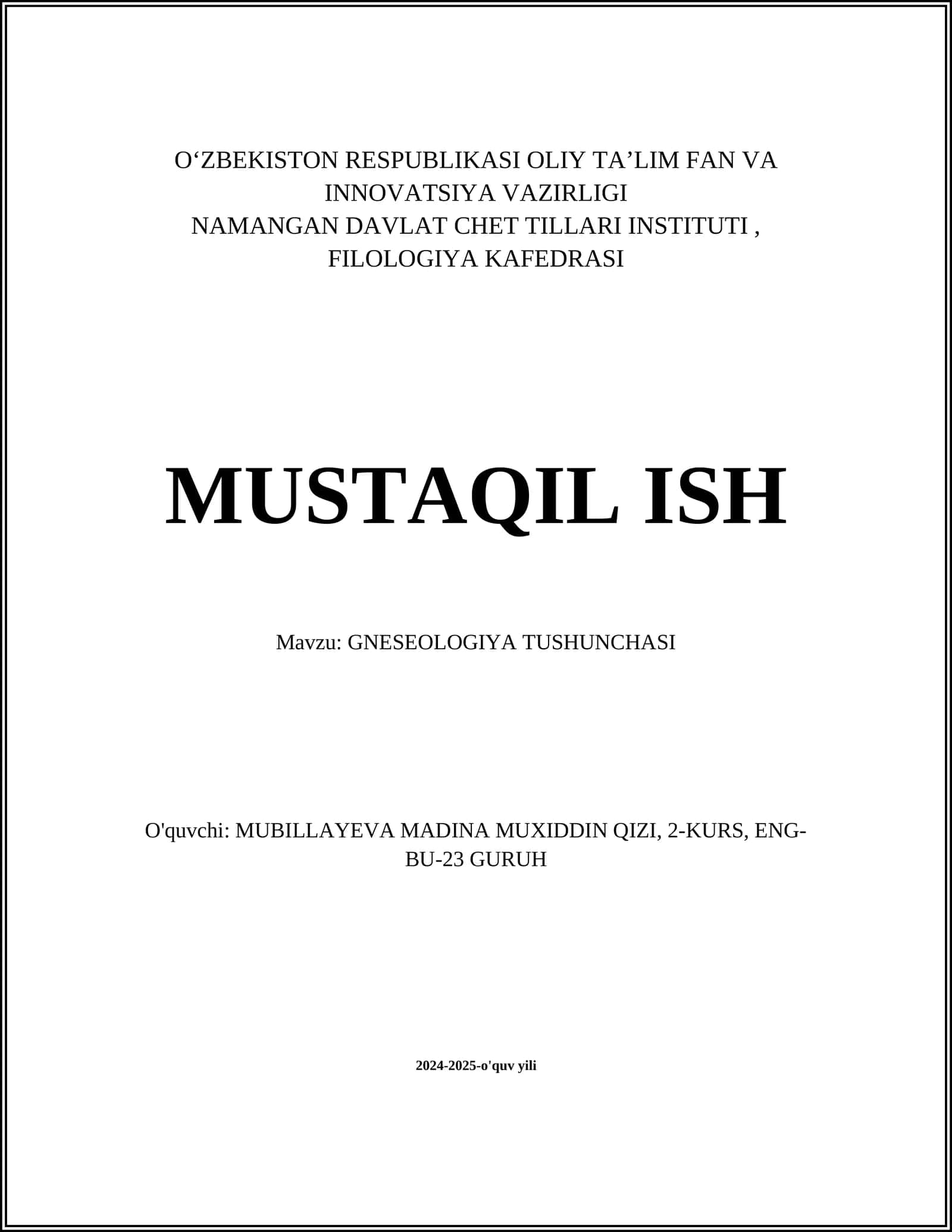 GNESEOLOGIYA TUSHUNCHASI