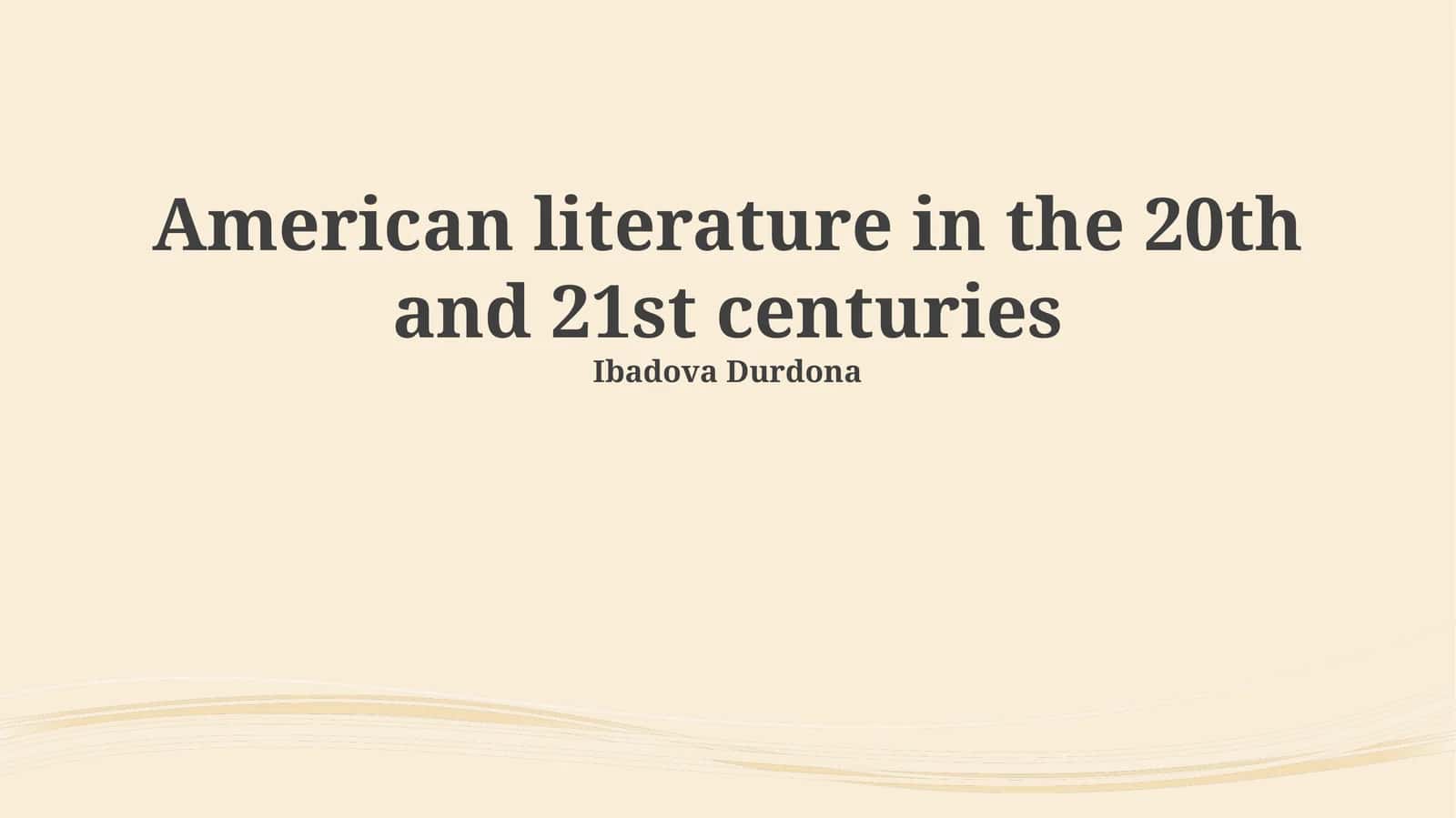 American literature in the 20th and 21st centuries