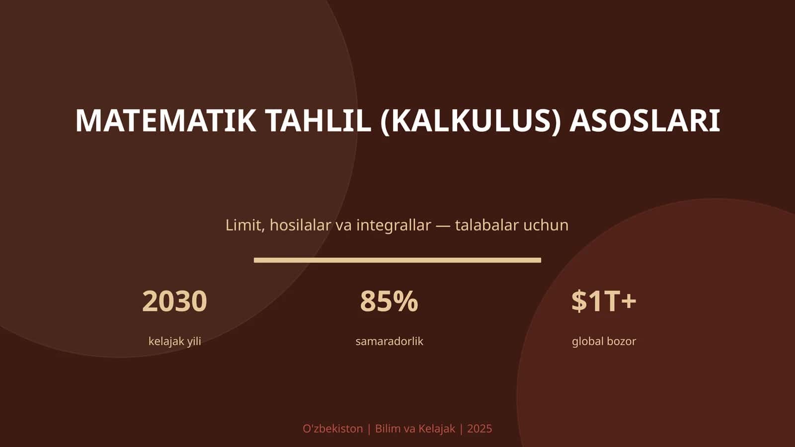 MATEMATIK TAHLIL (KALKULUS) ASOSLARI