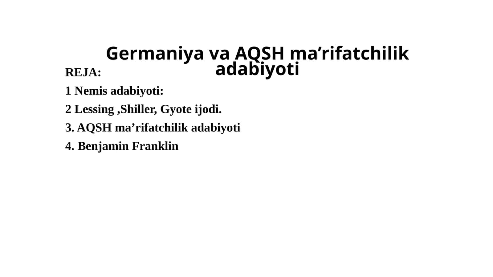 Germaniya va AQSH ma’rifatchilik adabiyoti