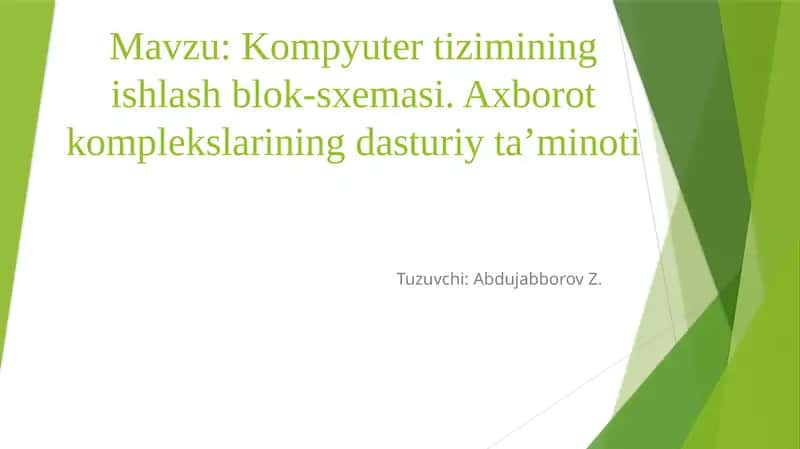Kompyutertiziminingishlashblok-sxemasi
