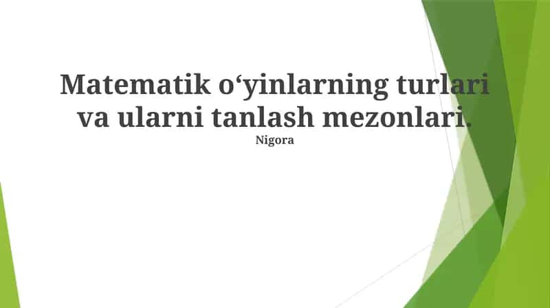 O'lchov va Ma'lumotlar O'yinlari
