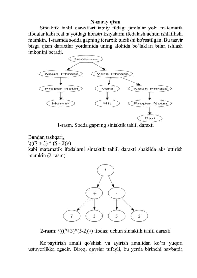 SINTAKTIK TAHLIL DARAXTINI LOYIHALASHTIRISH