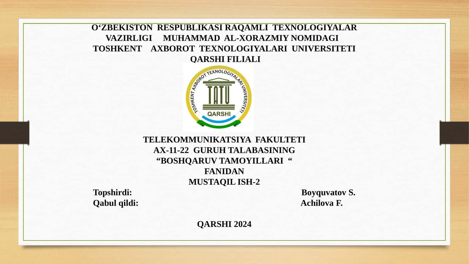 Boshqaruvda axborot va kommunikatsion jarayonlar