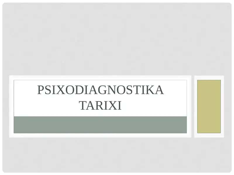 Psixodiagnostika tarixi