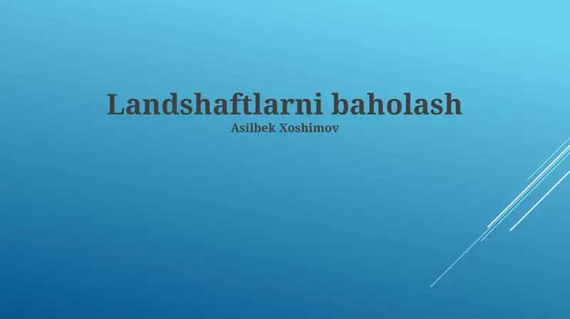 Landshaftlarni baholash