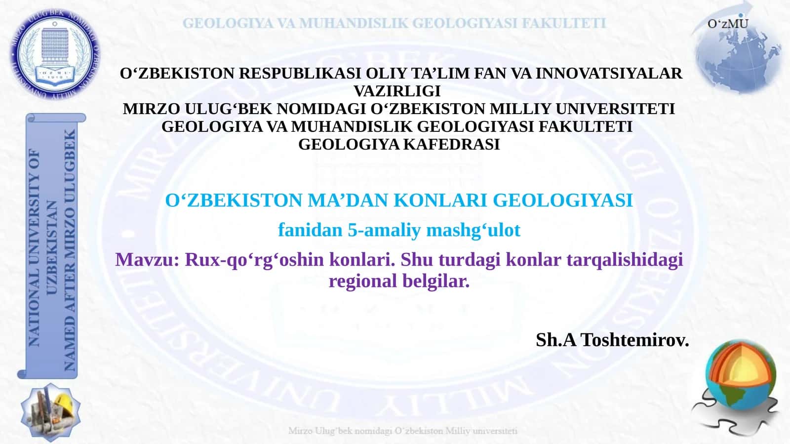 O‘zbekiston Ma’dan konlari Geologiyasi
