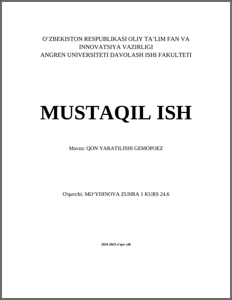 QON YARATILISHI GEMOPOEZ