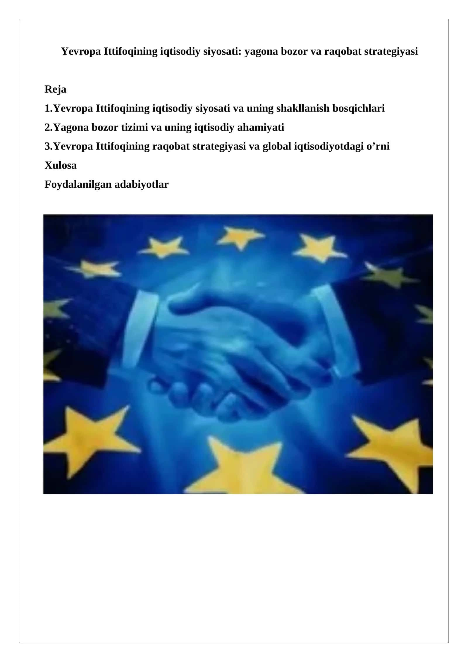 Yevropa Ittifoqining iqtisodiy siyosati