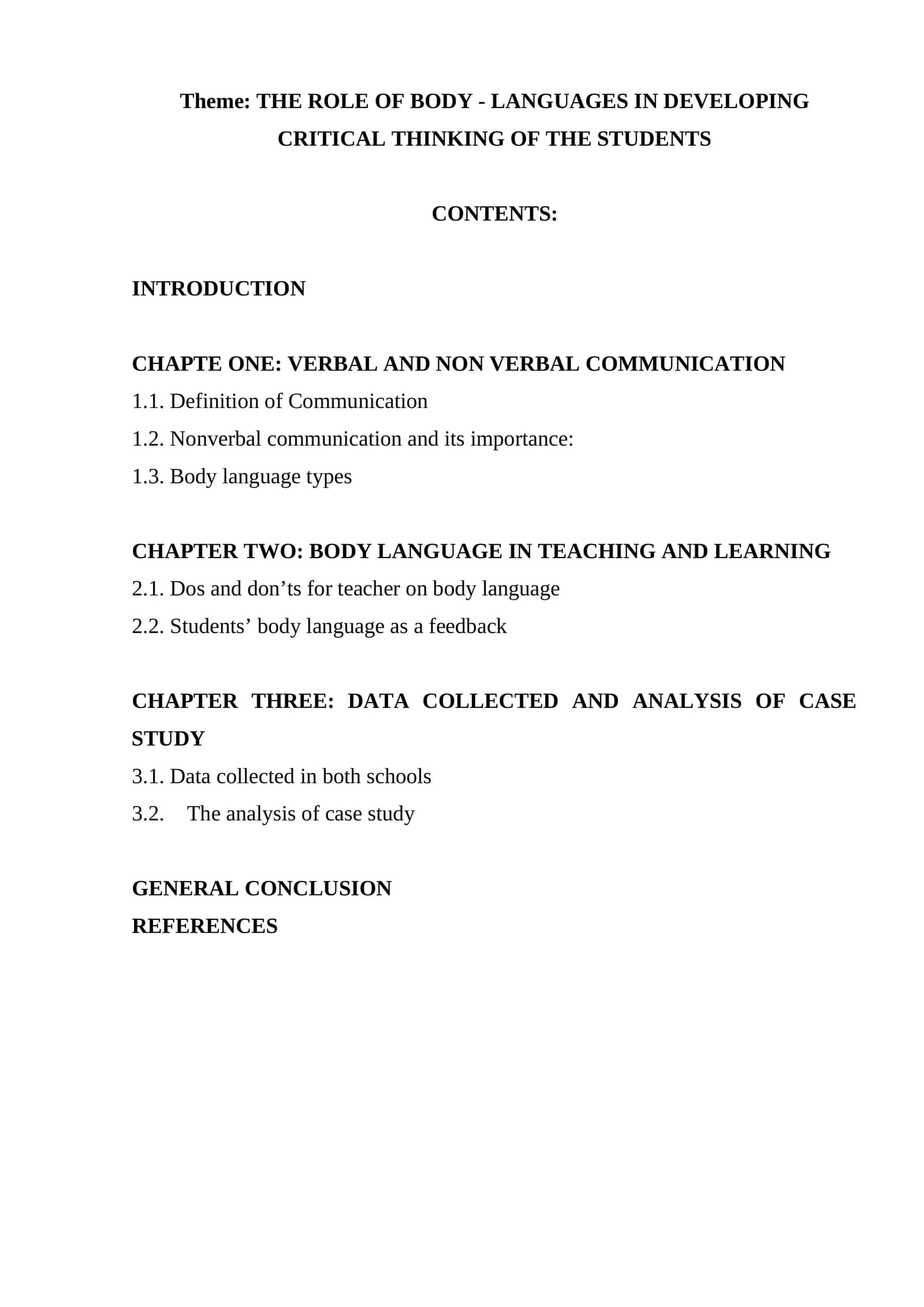 Body Language in Developing Critical Thinking