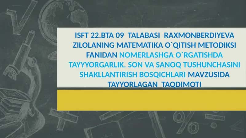 SON VA SANOQ TUSHUNCHASINI SHAKLLANTIRISH BOSQICHLARI