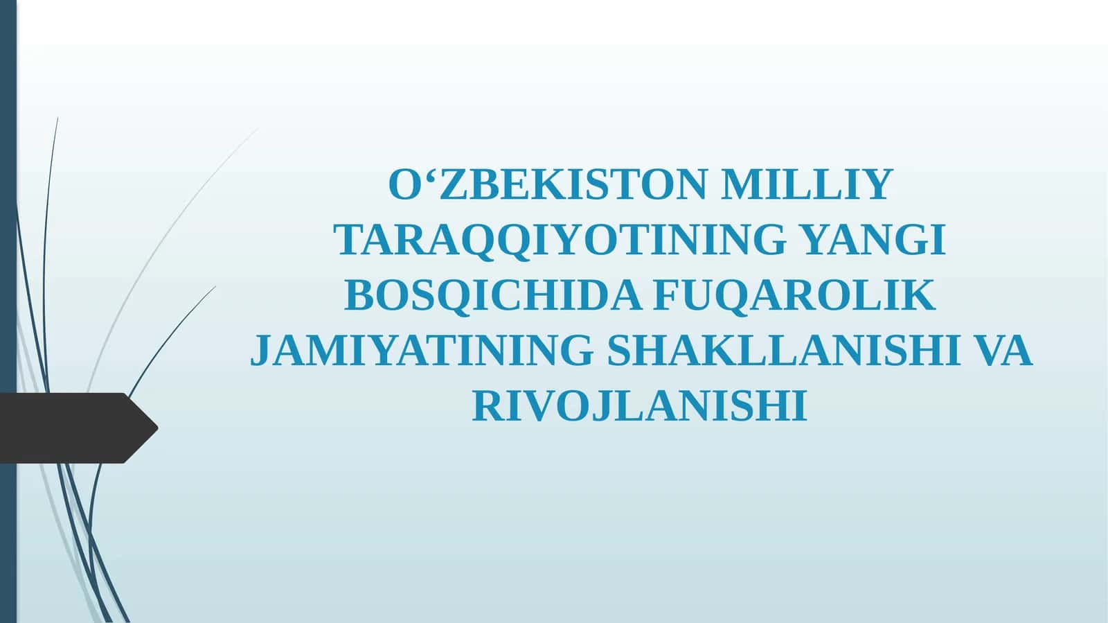 O'ZBEKISTON MILLIY TARAQQIYOTINING YANGI BOSQICHIDA FUQAROLIK JAMIYATINI SHAKLLANISHI VA RIVOJLANISHI