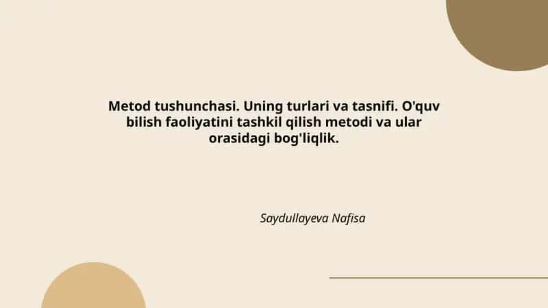 Metod tushunchasi